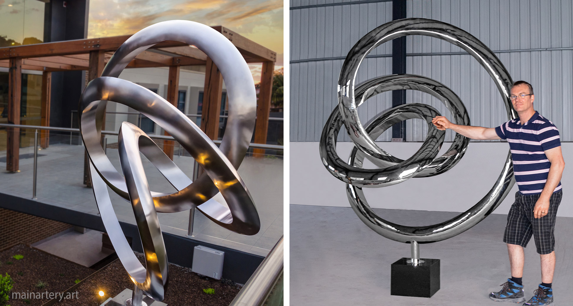 large stainless spherical outdoor sculpture todd stuart image