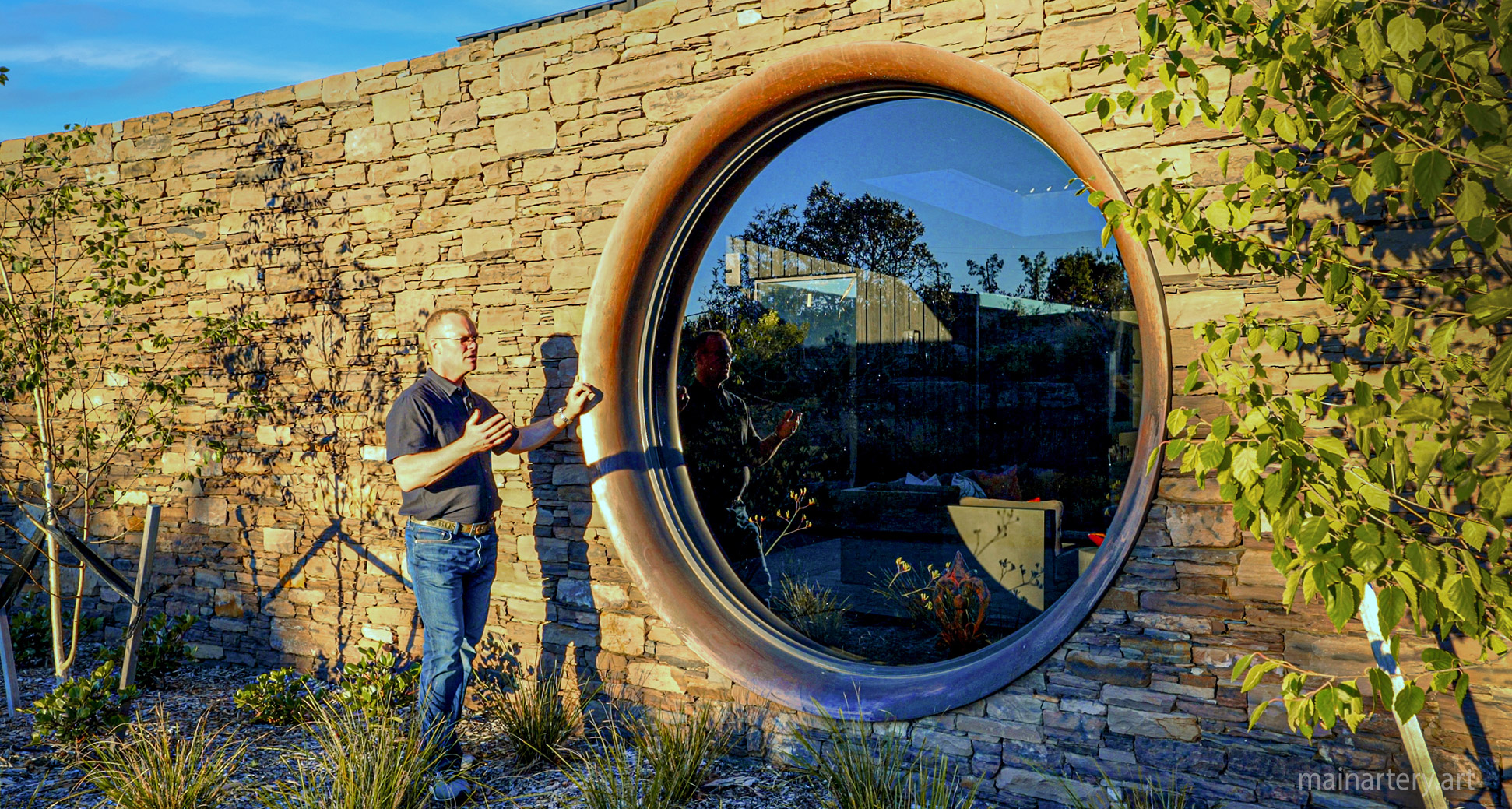 huge contemporary architectural sculptural copper window feature todd stuart image