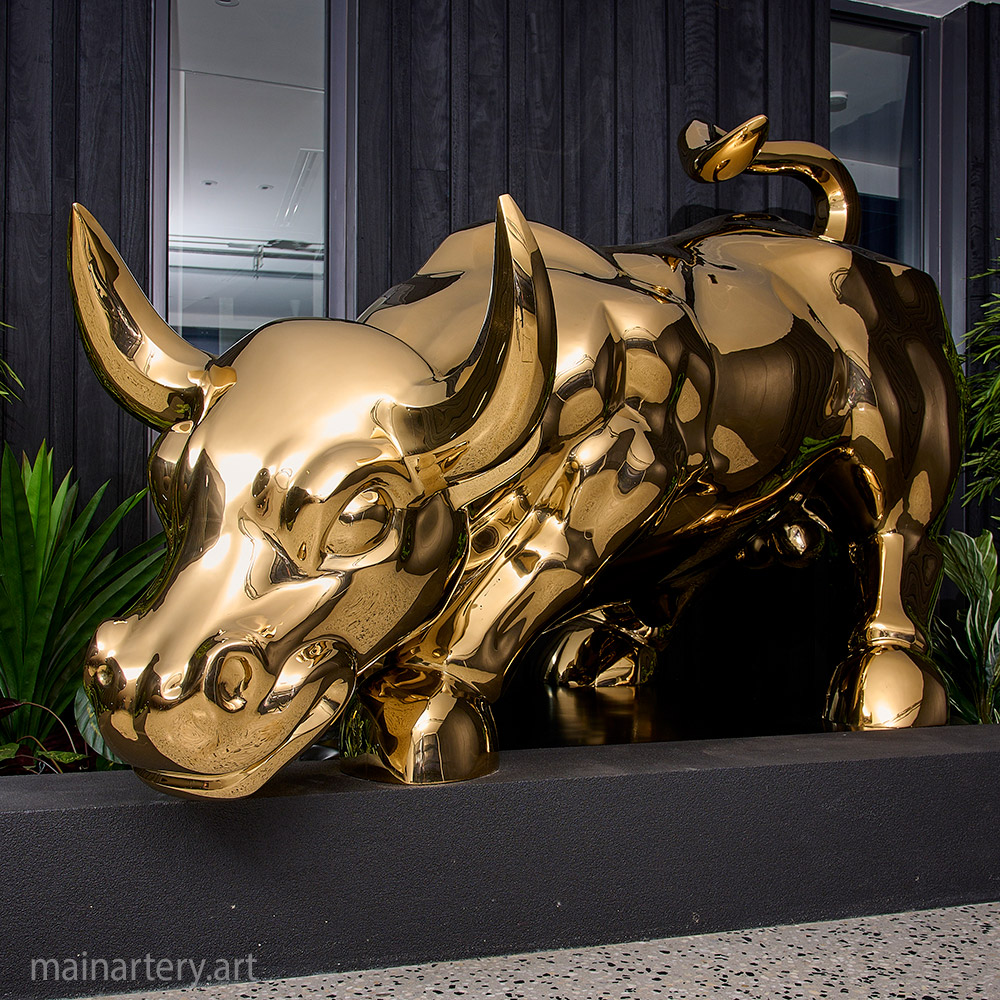 Cover: Monumental  Bull Golden Sculpture
