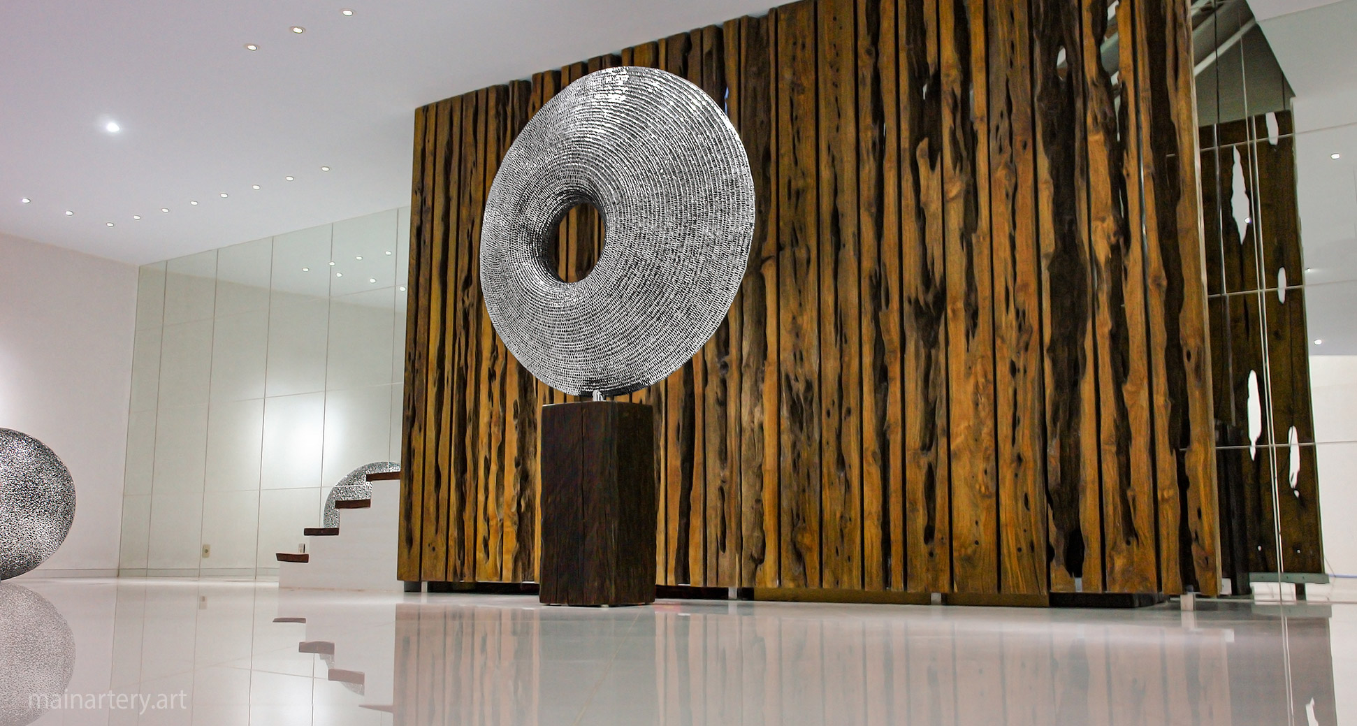 neo sculpture large interior modern stainless steel image