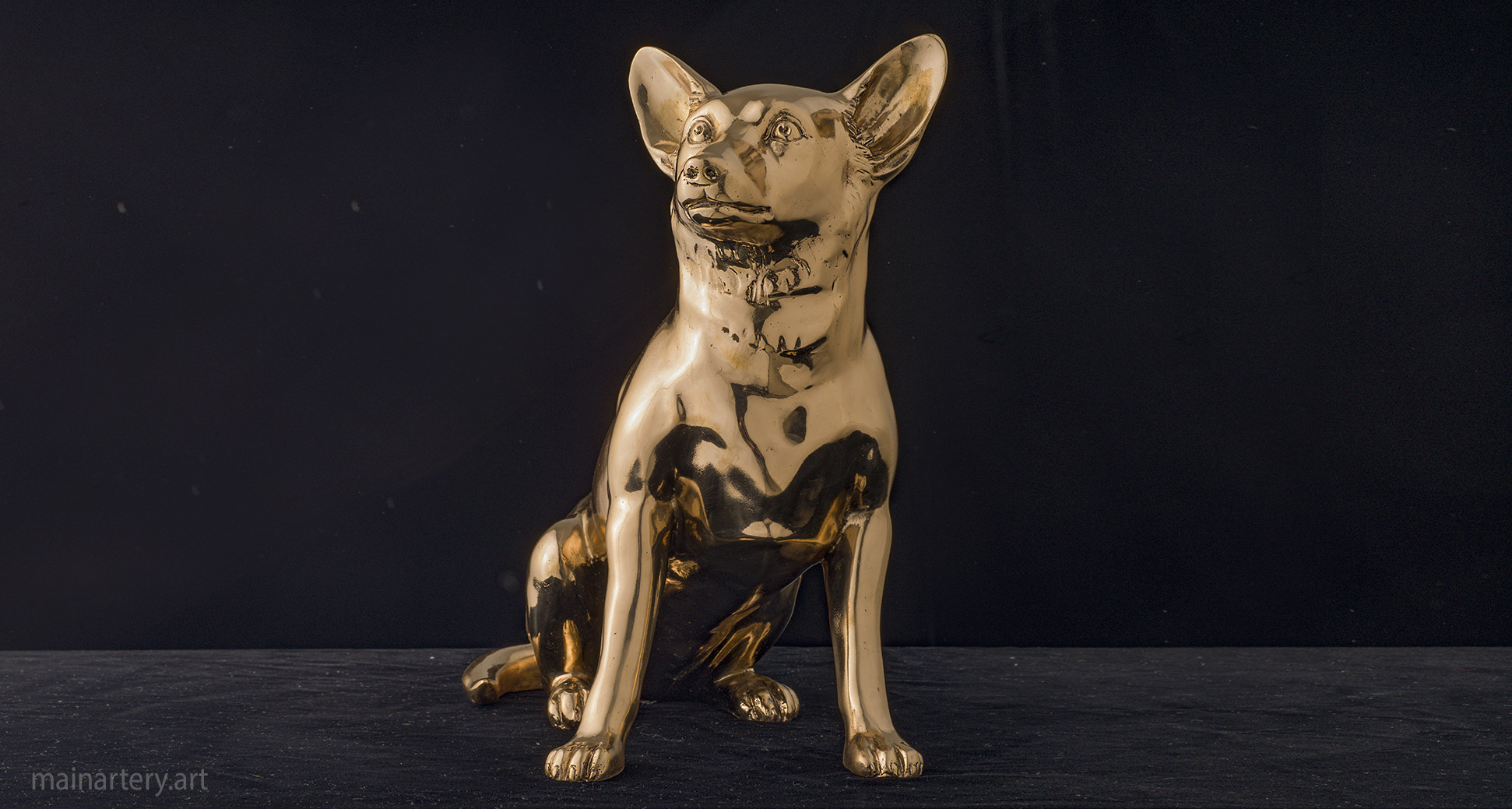 life sized jack russell sculpture polished bronze image
