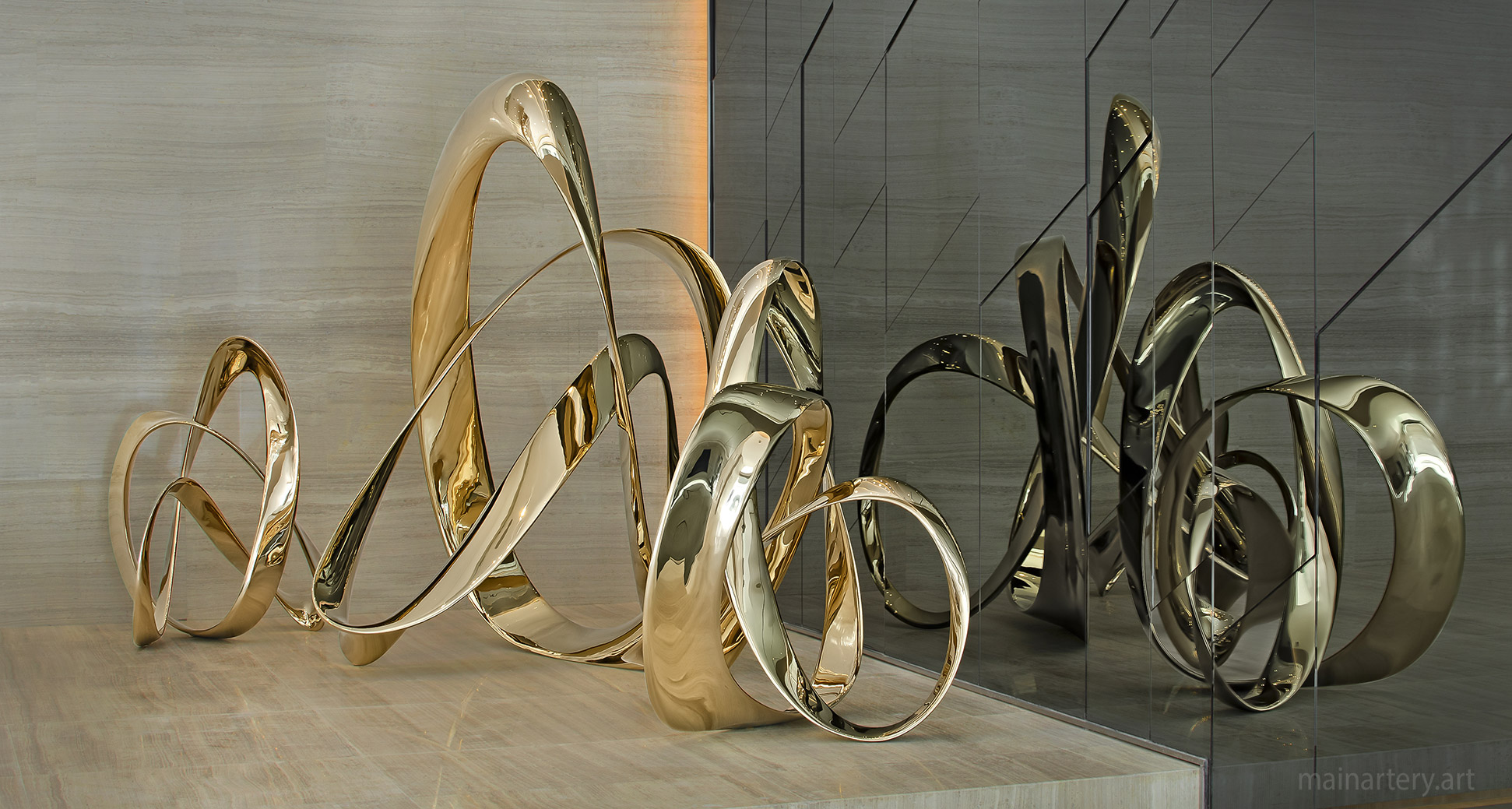 lobby mirror polished organic sculptures image
