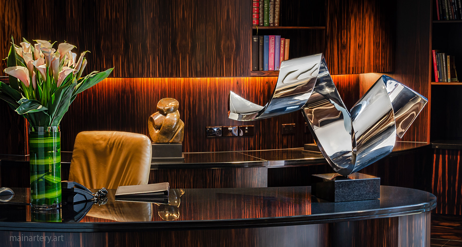 polished abstract interior sculpture twisted image