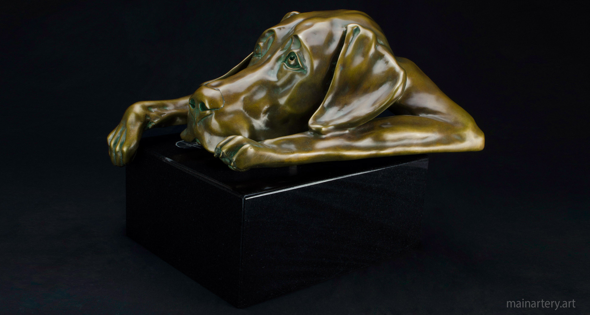 small patina labrador pet portrait sculpture image