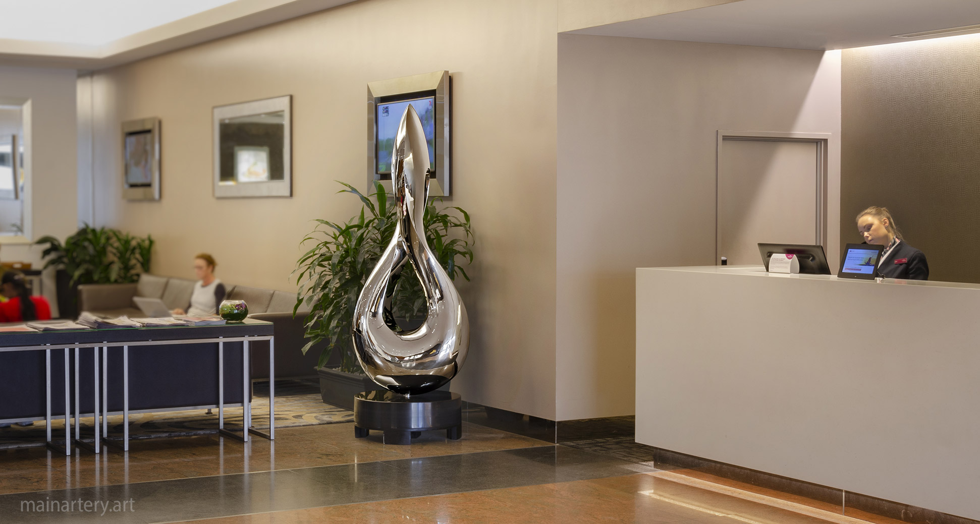 polished infinity lobby sculpture hire Melbourne image