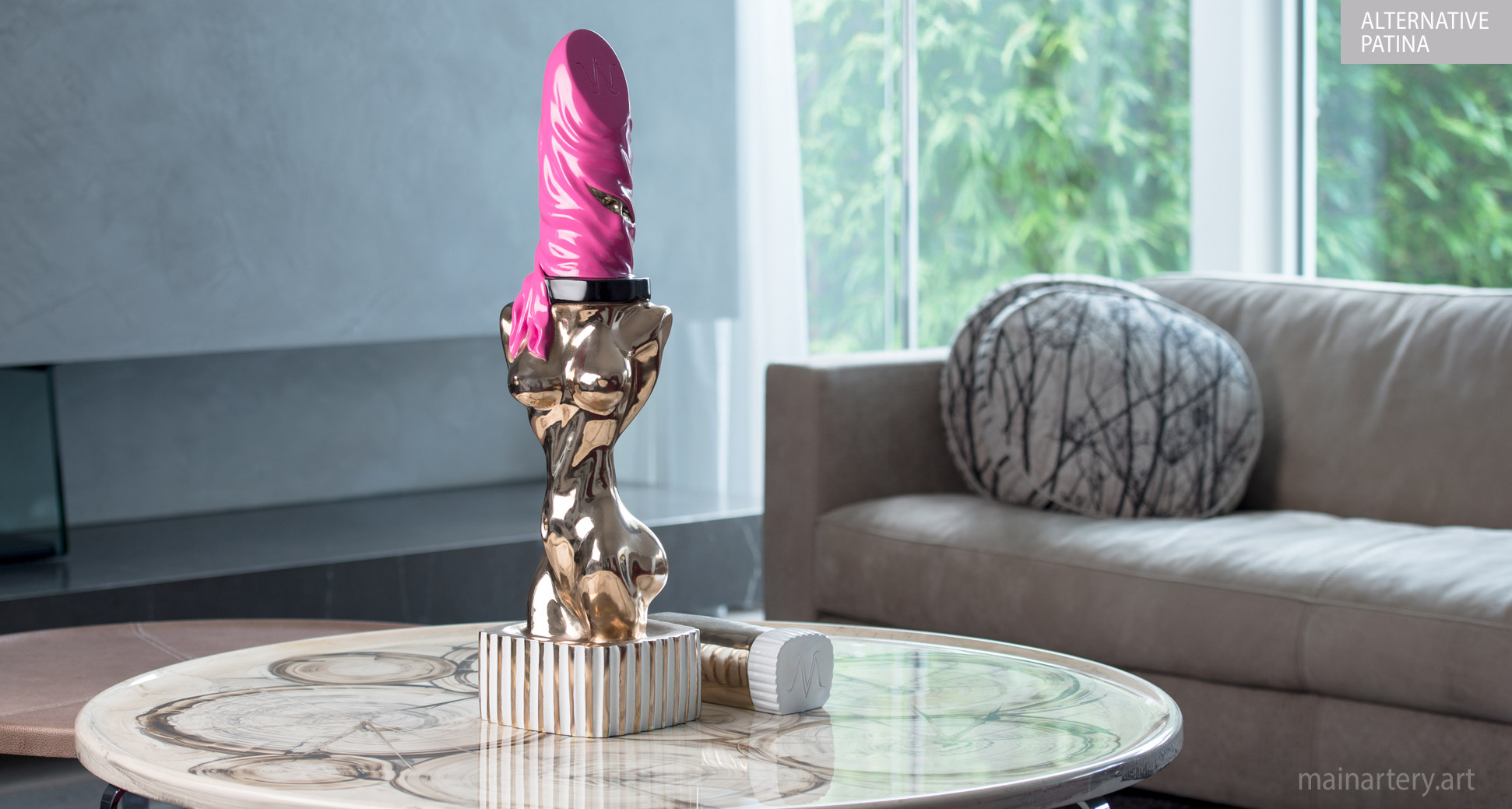 pink lipstick tabletop figurative sculpture image