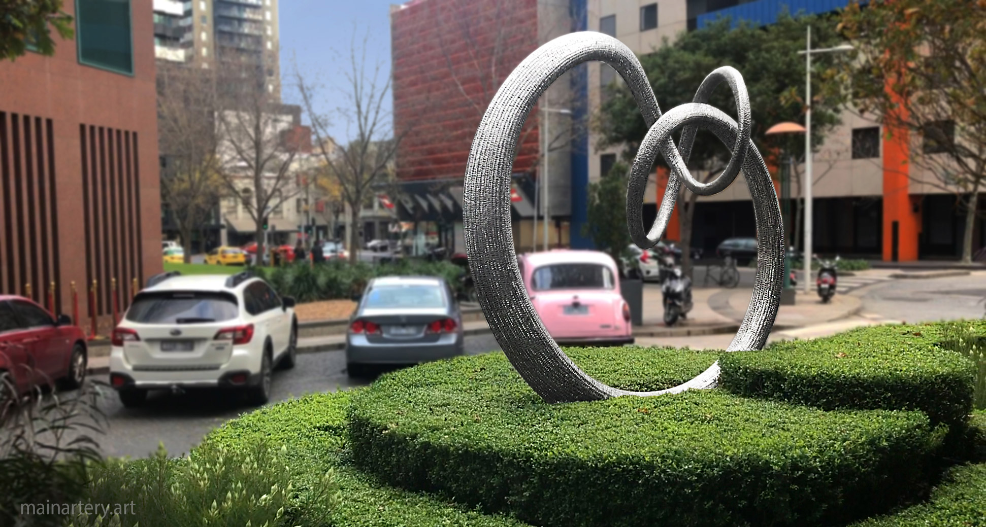 monumental metal spherical landmark artwork image