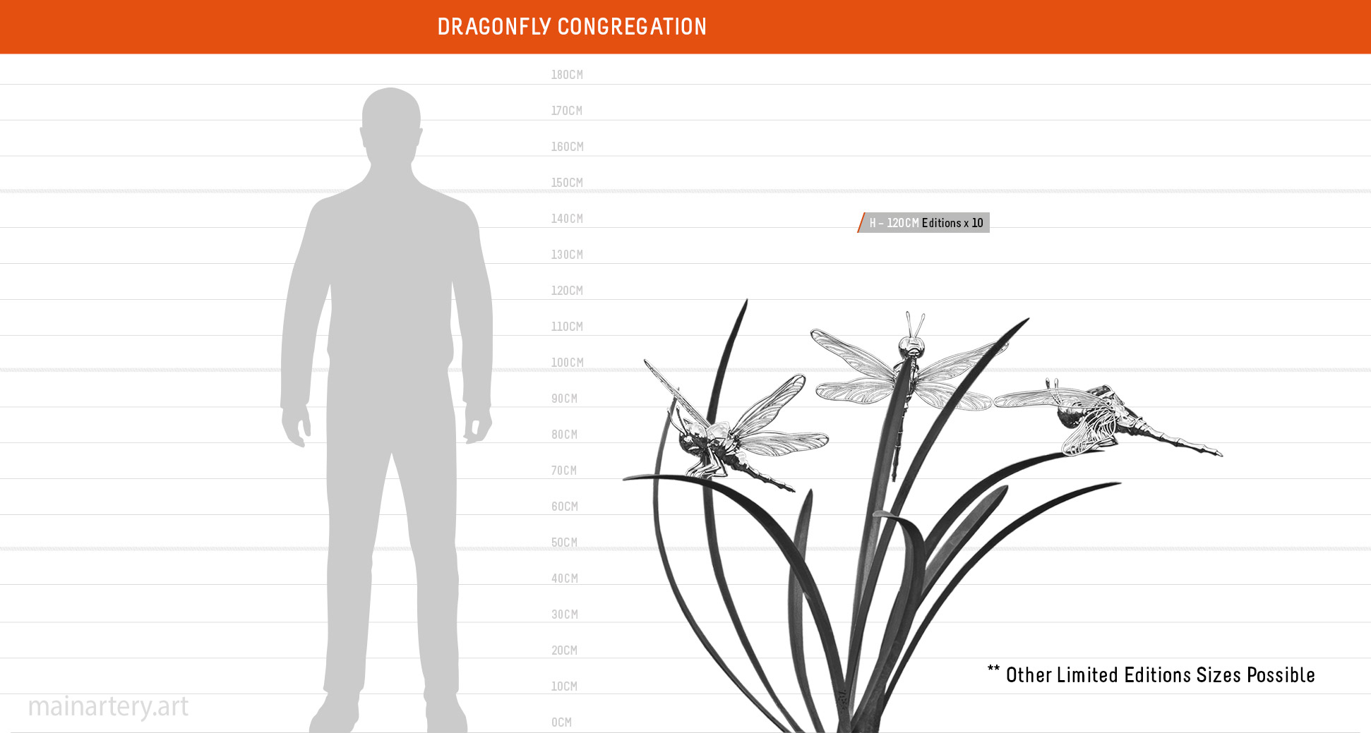 sizing options dragonfly sculpture image