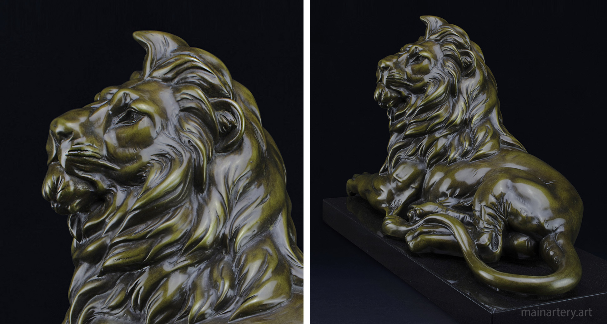 tabletop bronze realistic proud lion sculpture image