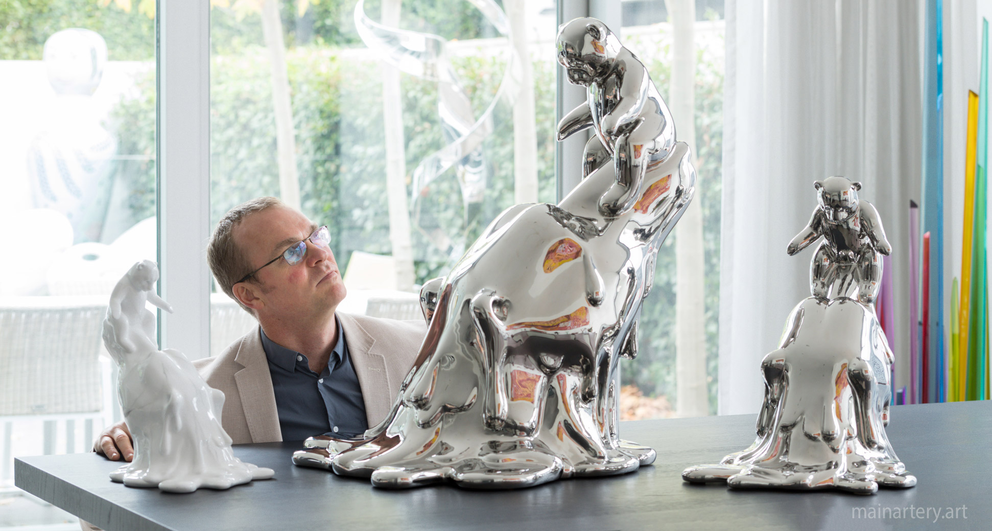 tabletop polished contemporary polar bear interior art image