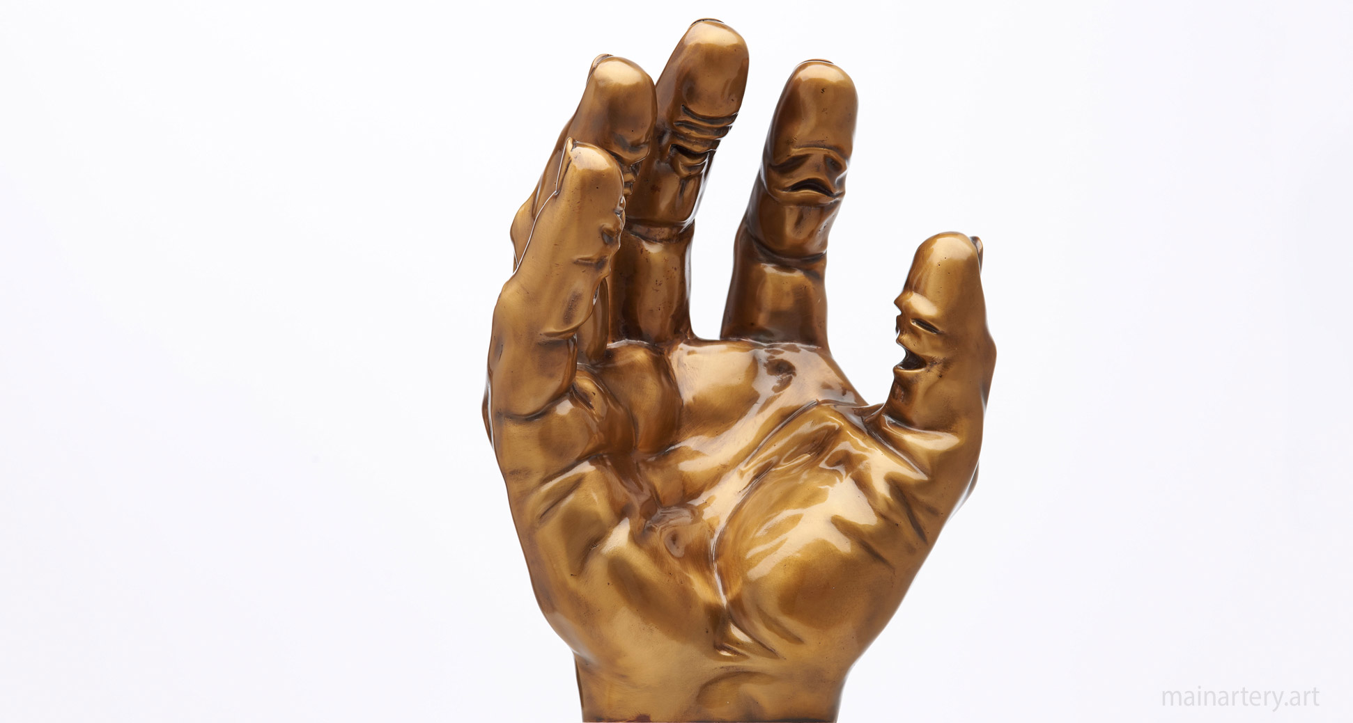 freestanding patina representational hand artwork image