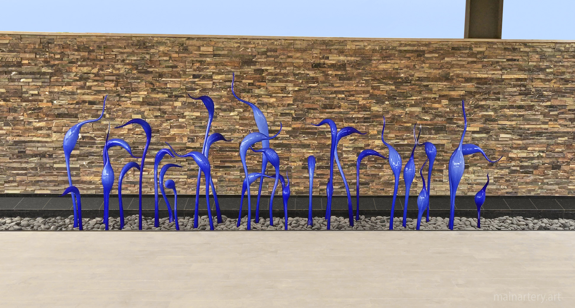 large glass spears public artwork slate wall image