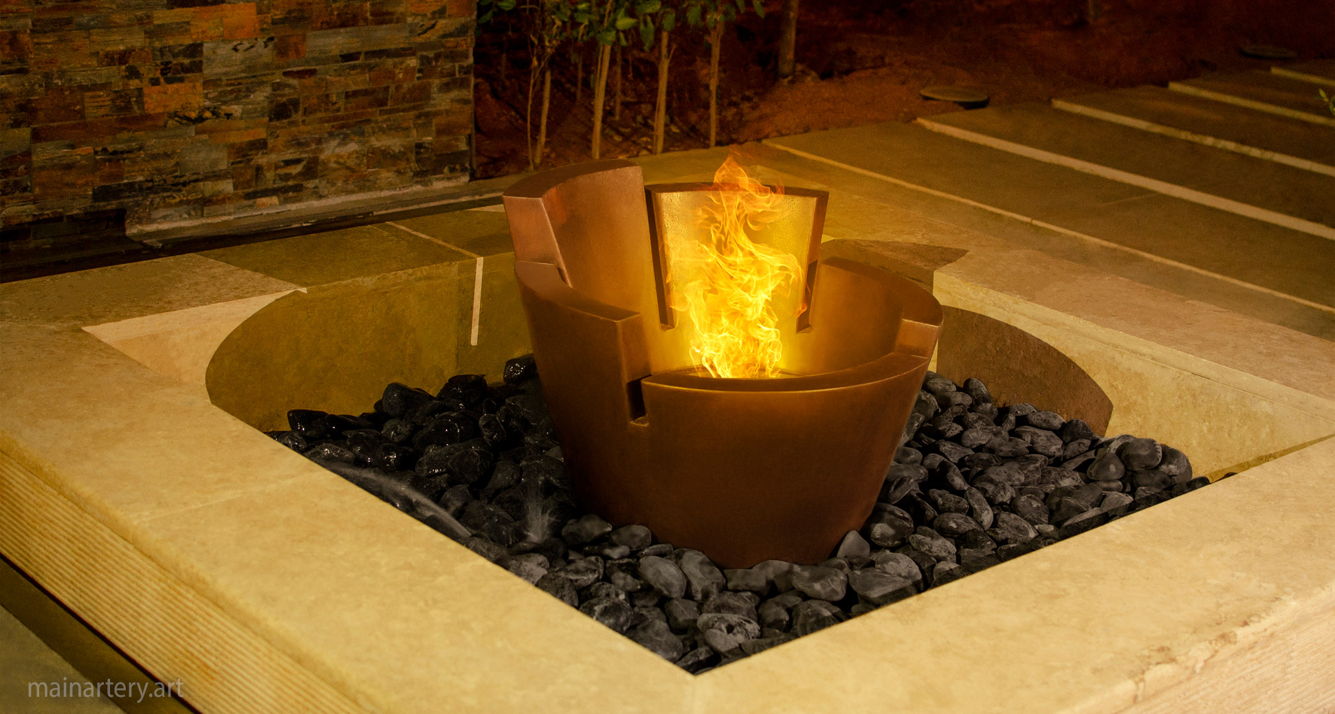 fire bowl outdoor garden feature sculpture sheikhs palace mainartery image