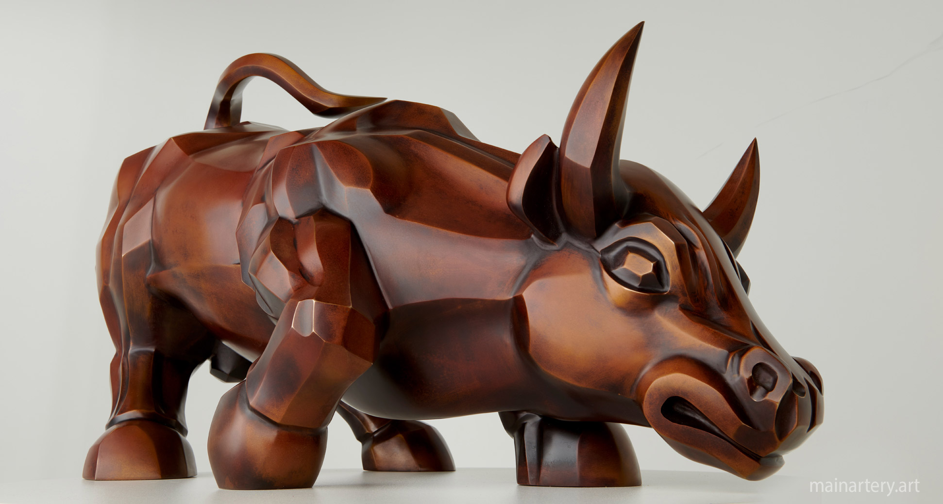 large patina modern bull sculpture image