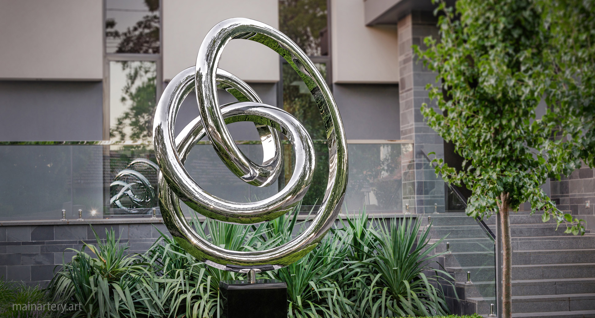 outdoor polished contemporary landmark sculpture image