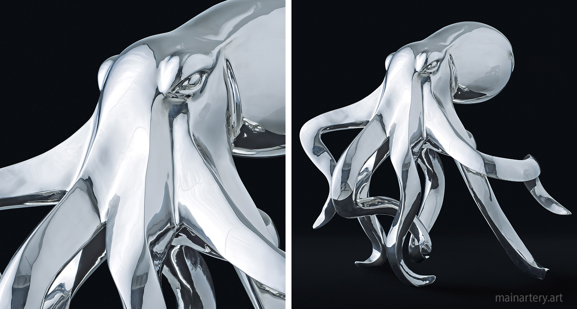 small stainless steel octopus garden art sculpture image