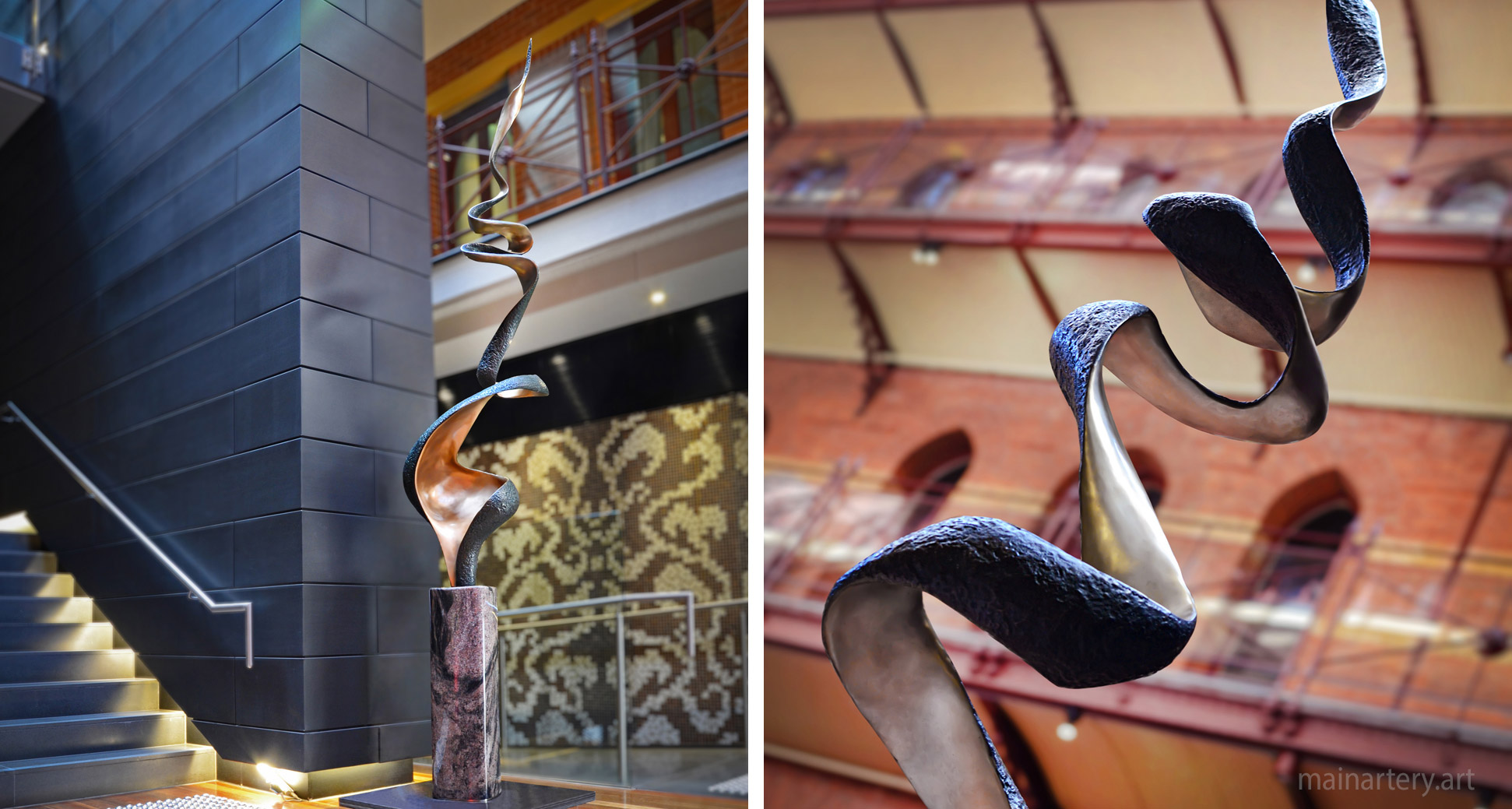 contemporary freestanding bronze foyer artwork image