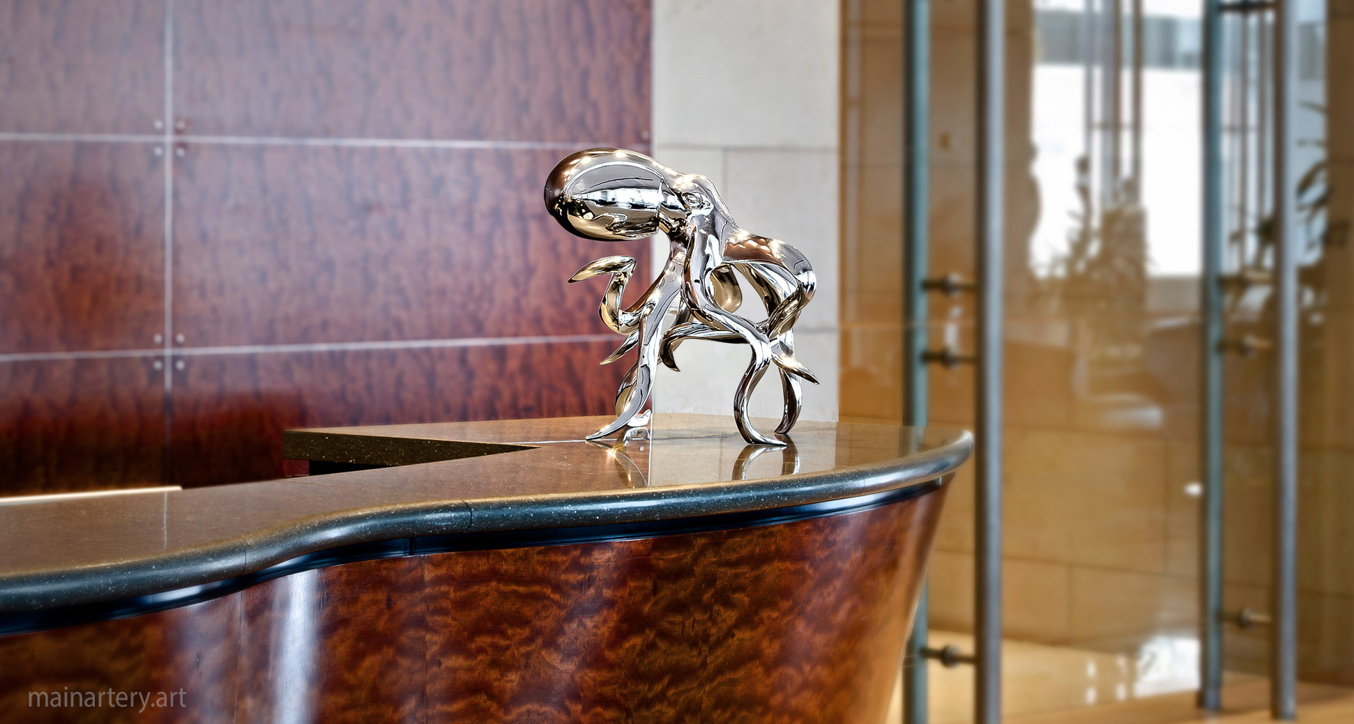 front desk polished octopus interior sculpture image