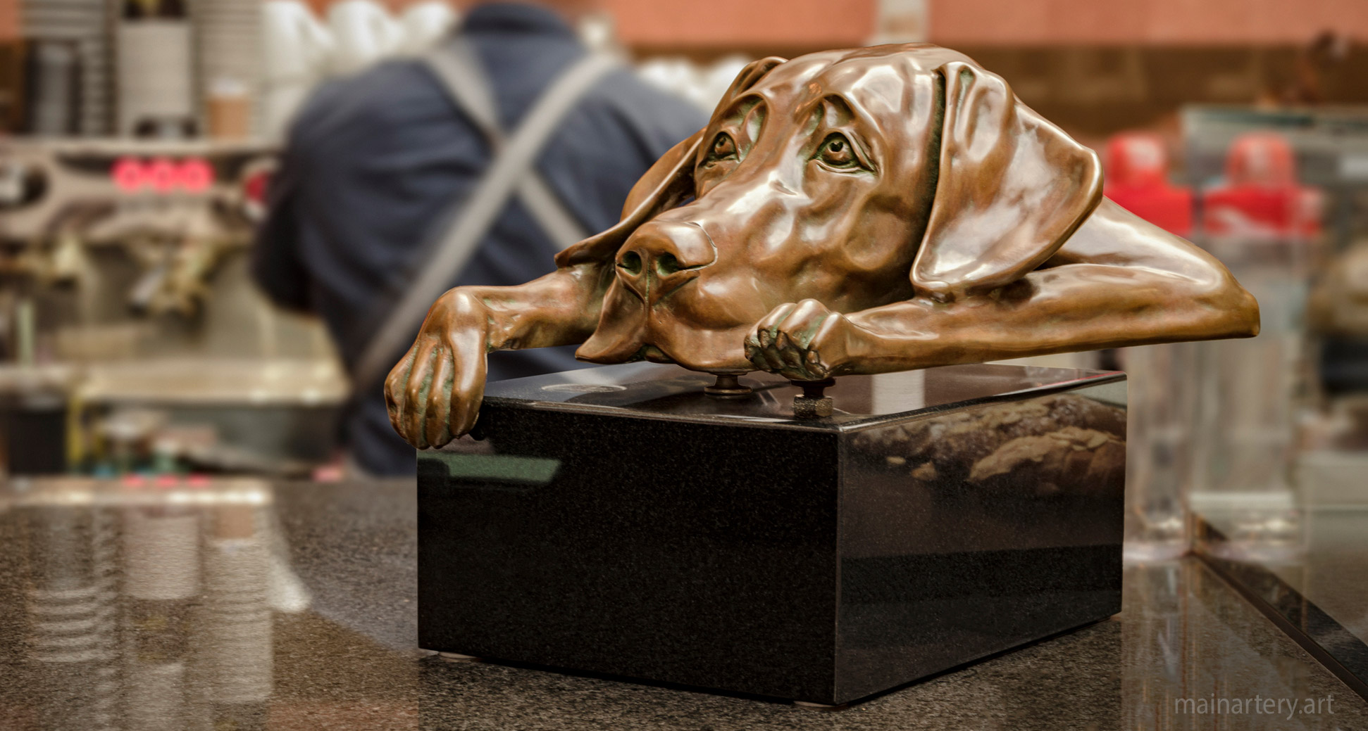 interior metal representational pet portrait sculpture image