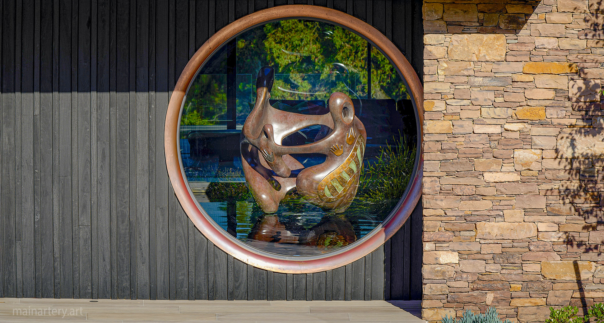 large patina representational family dance sculpture image