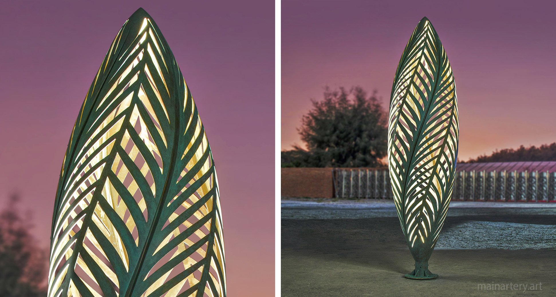 exterior garden art sculpture with RGB lighting image