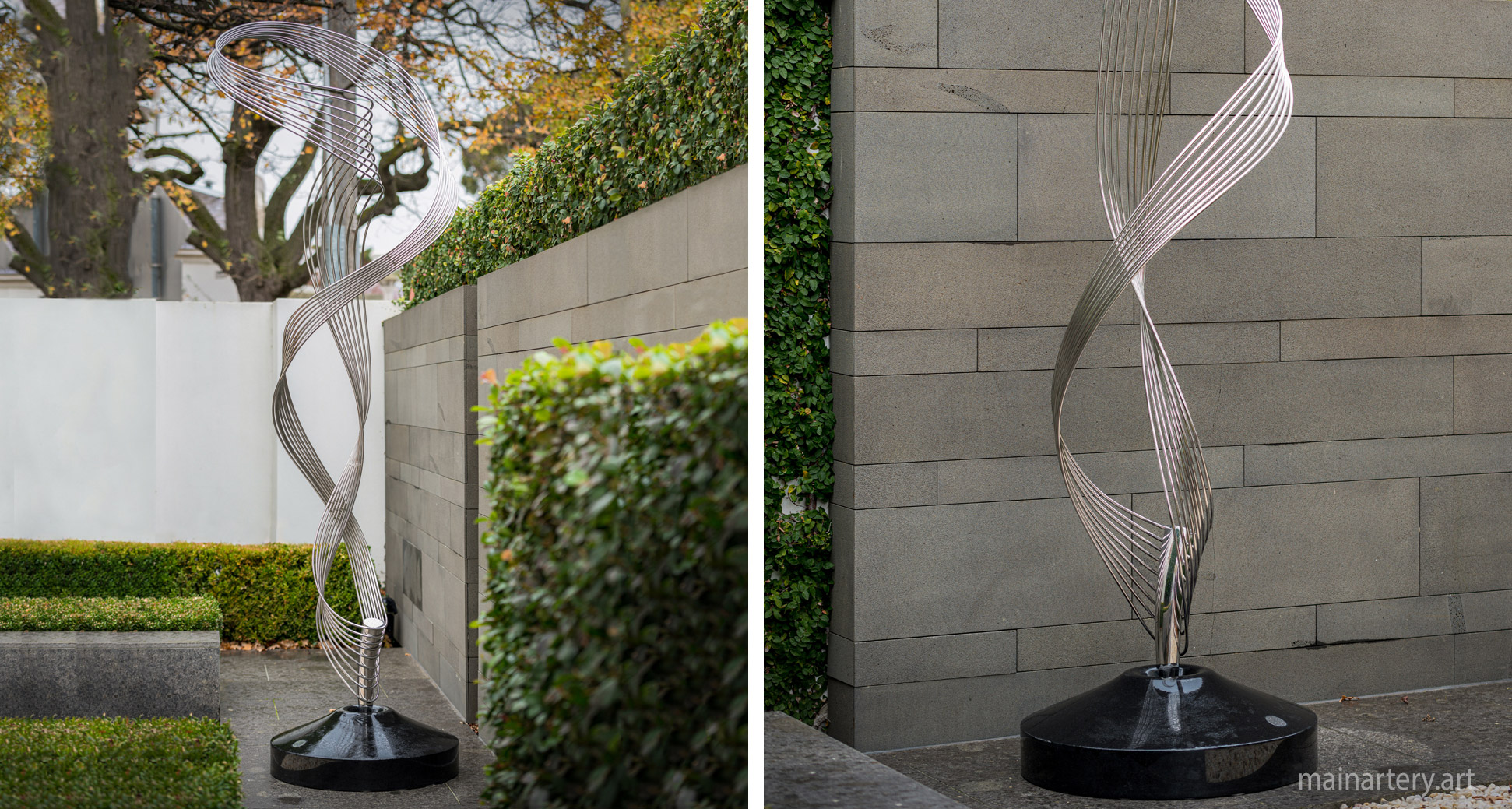 freestanding stainless steel spherical outdoor sculpture image