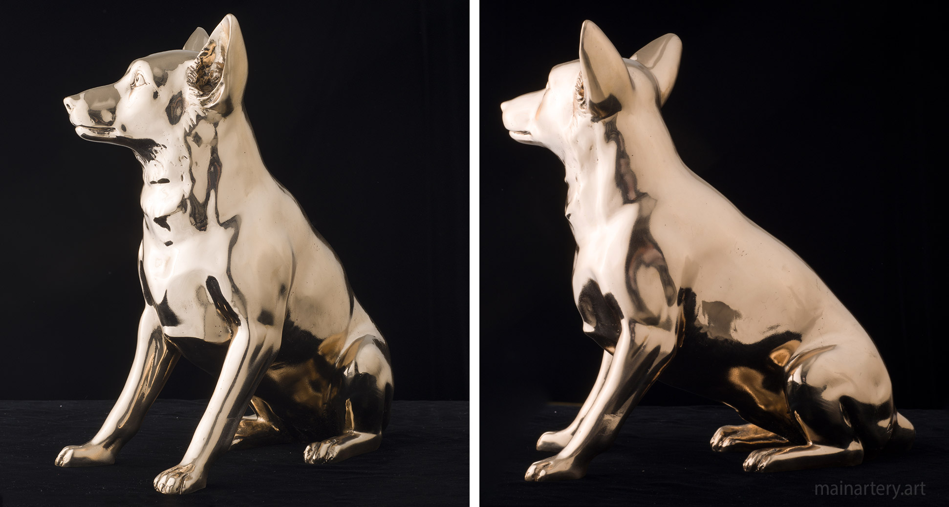 medium polished bronze dog commemorative artwork image