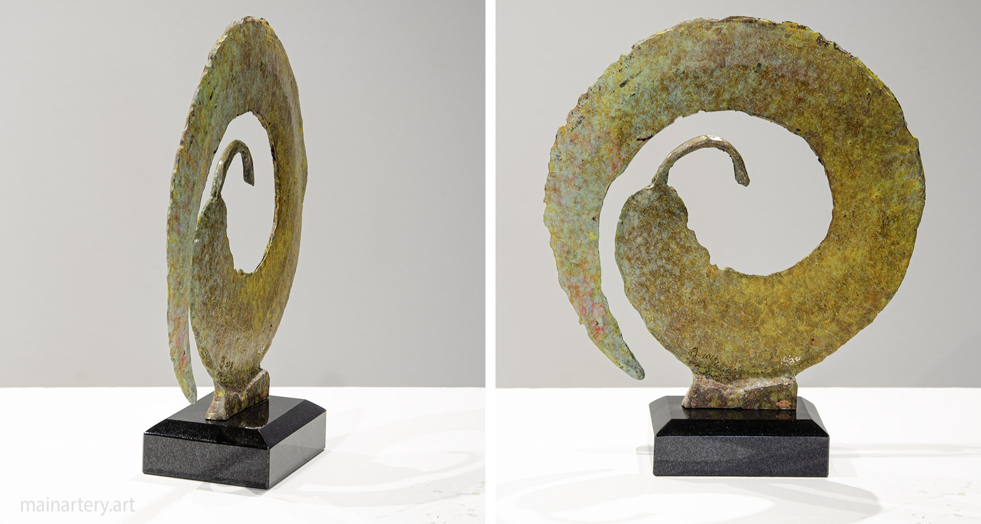 patina bronze small eucalyptus leaf sculpture image