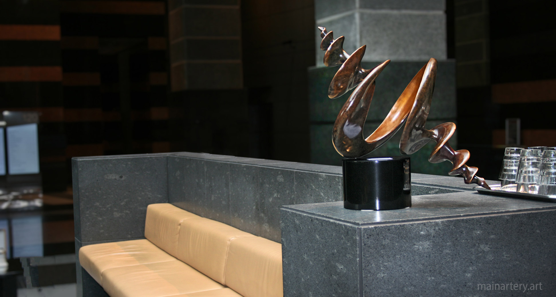small bronze abstract lobby artwork image