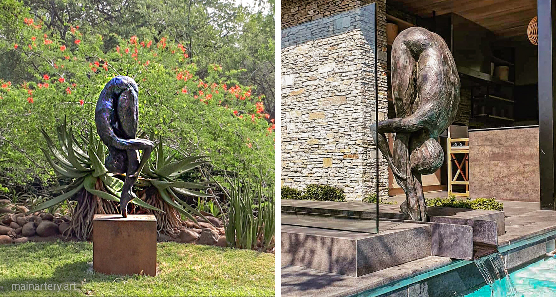 courtyard vertical bronze patina figurative dance sculpture image