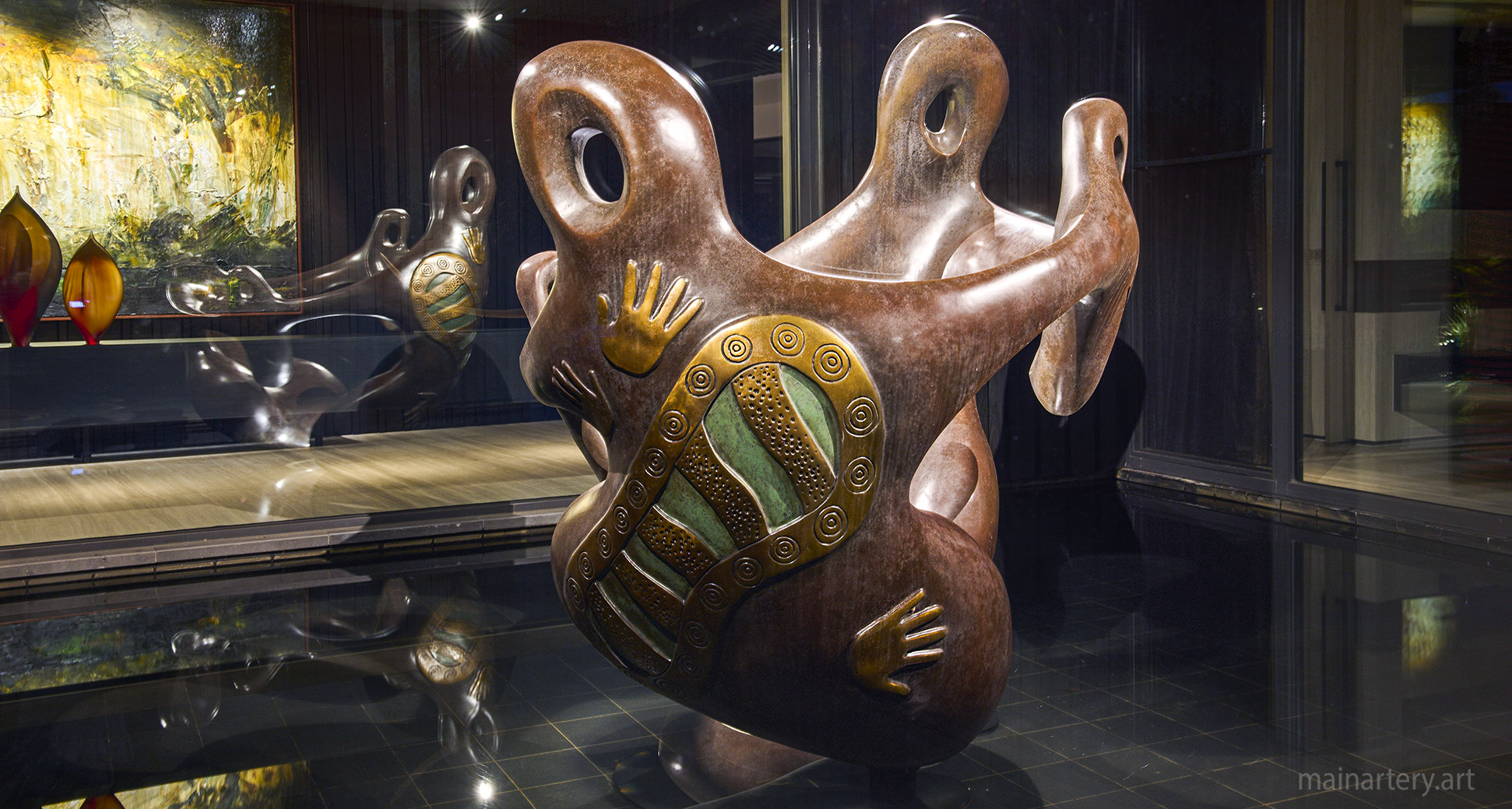 entrance bronze representational larger than life indigenous australian sculpture image