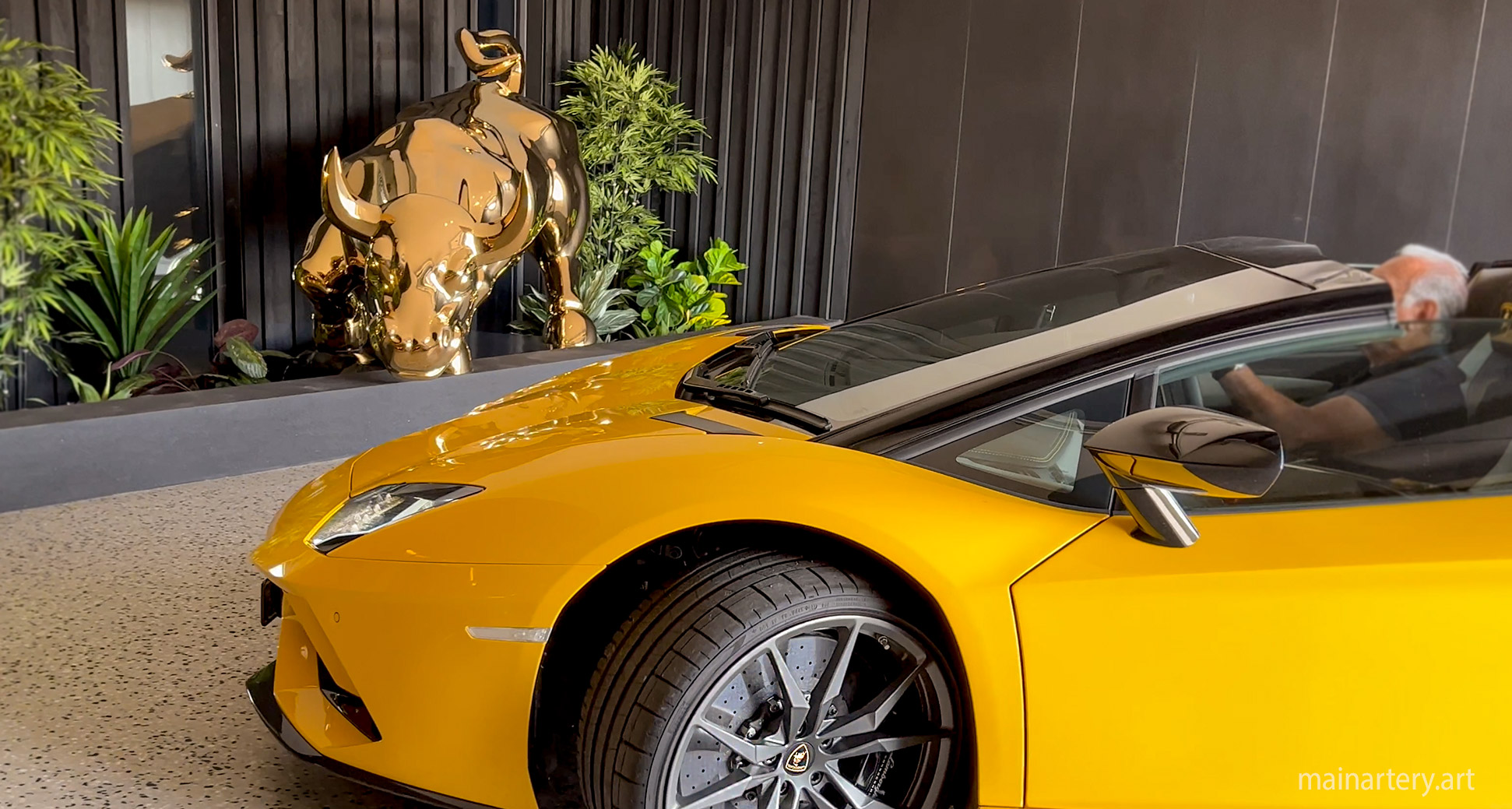 huge polished stainless steel lamborghini angry bull garage art image