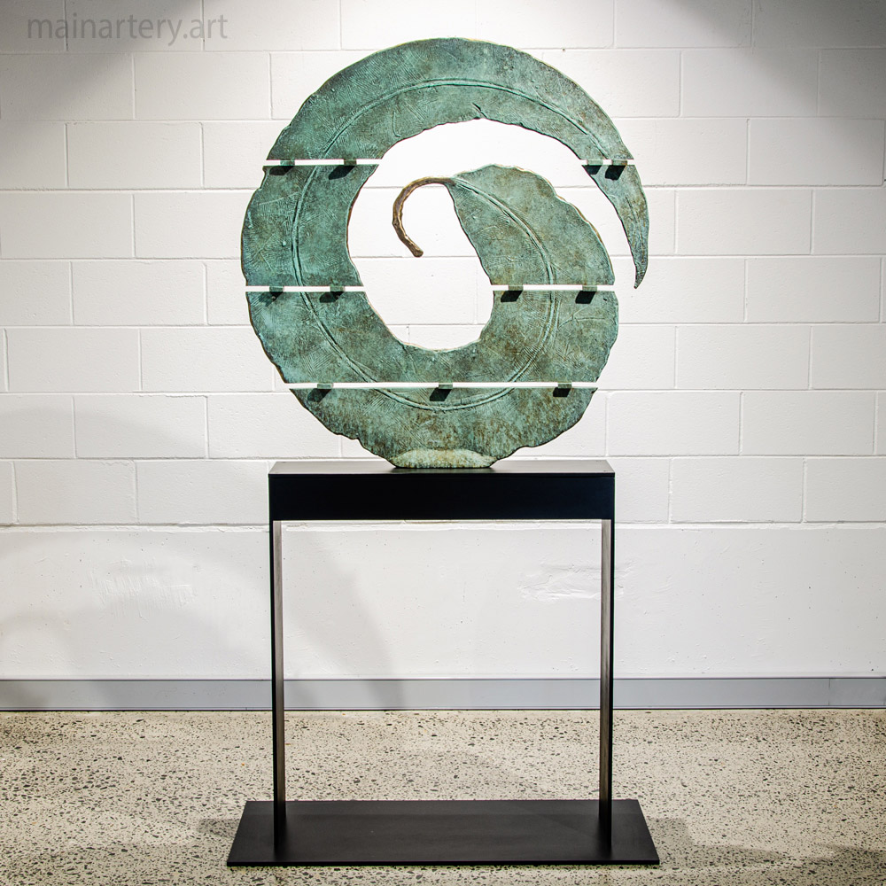 large freestanding bronze eucalyptus leaf sculpture image