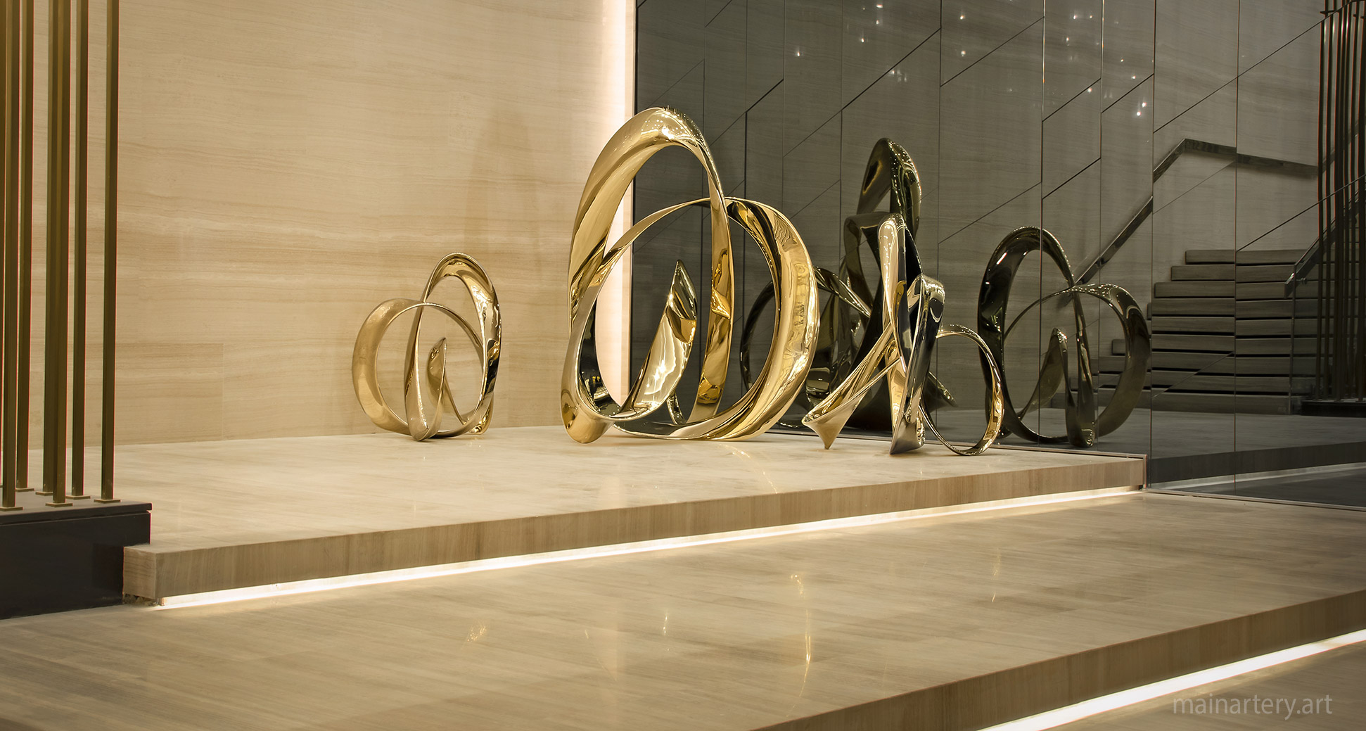 large golden titanium organic sculpture image