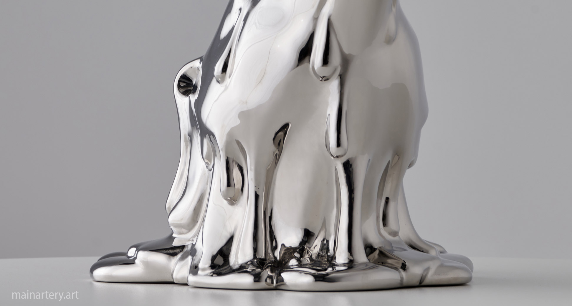 stainless surreal melting polar bear sculpture image