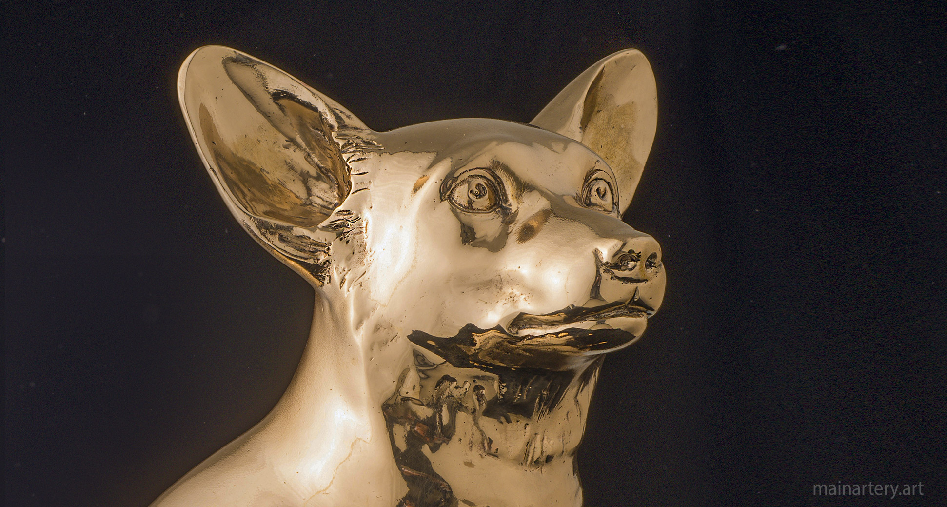 toy fox terrier contemporary bronze portrait sculpture image