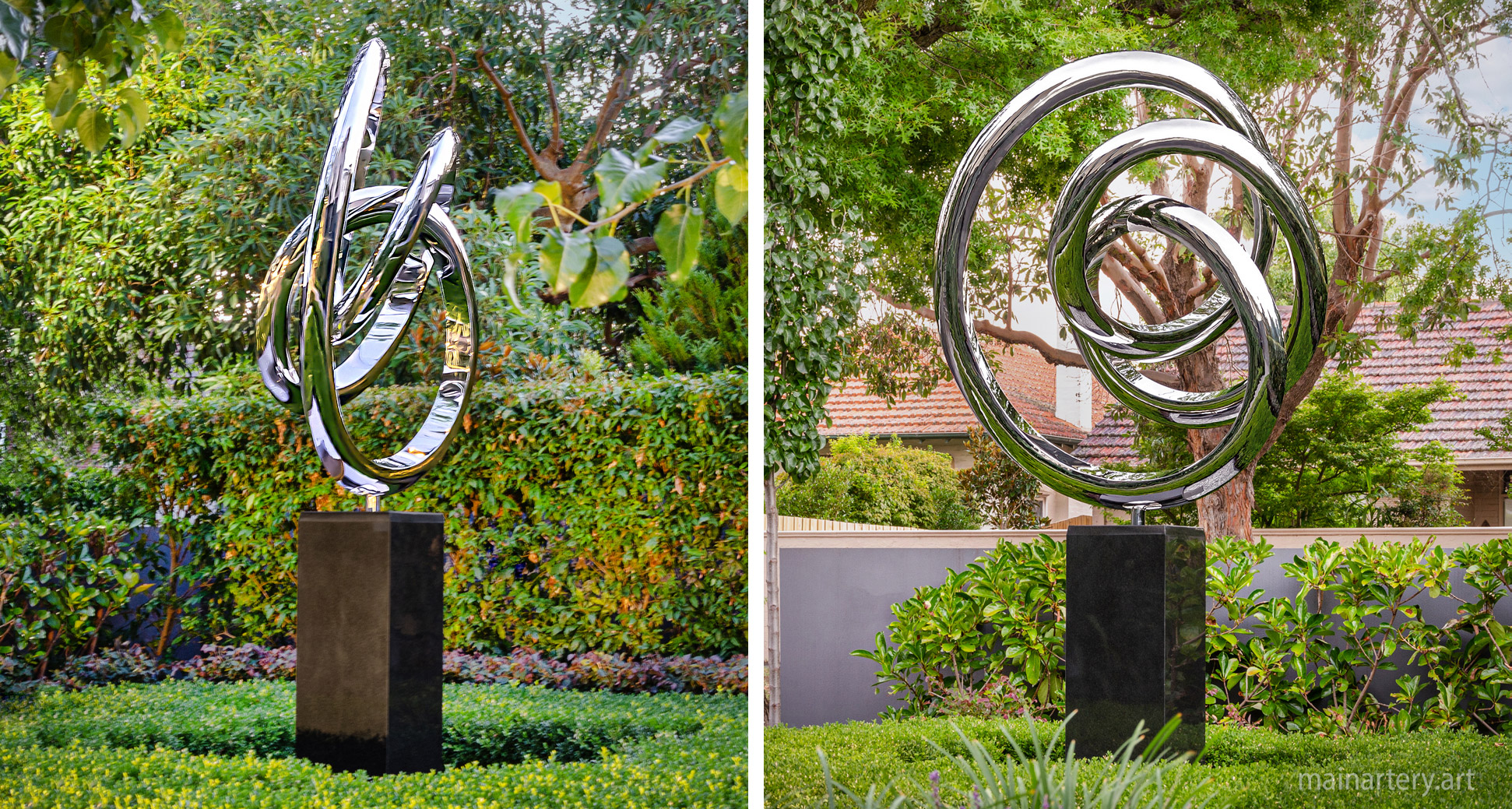 huge polished abstract outdoor double tied art image