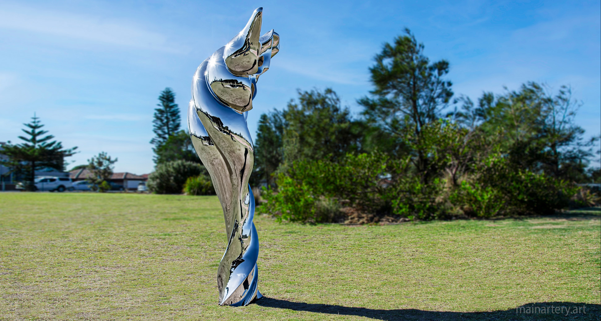 large polished stainless environmental outdoor art image