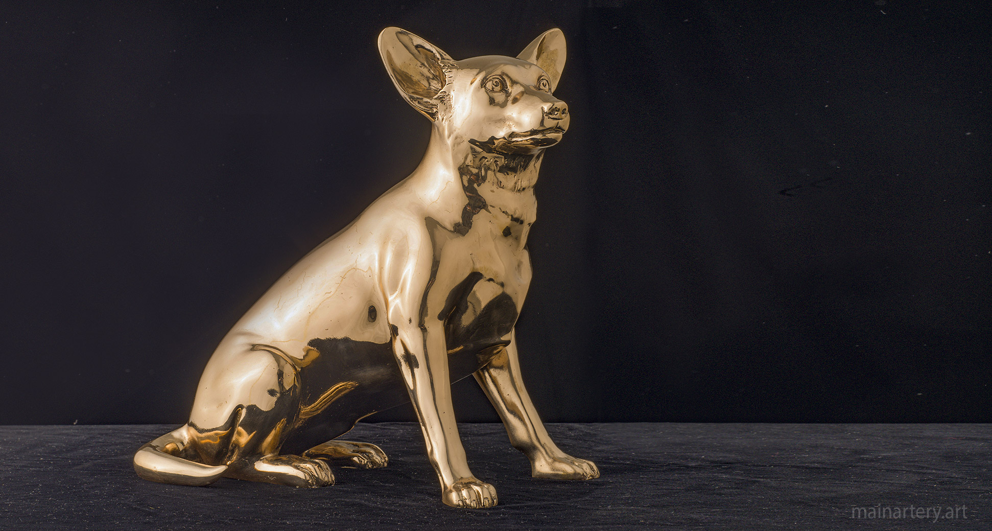 medium metal fox terrier pet portrait sculpture image