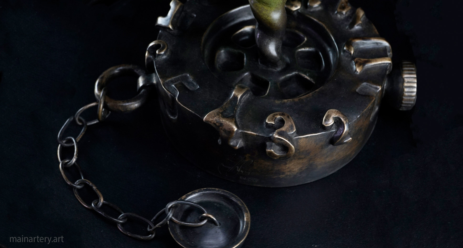 medium multi patina drain plug interior sculpture image