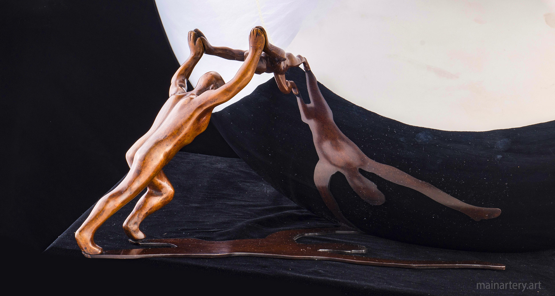 stainless polished figurative sisyphus sculpture image