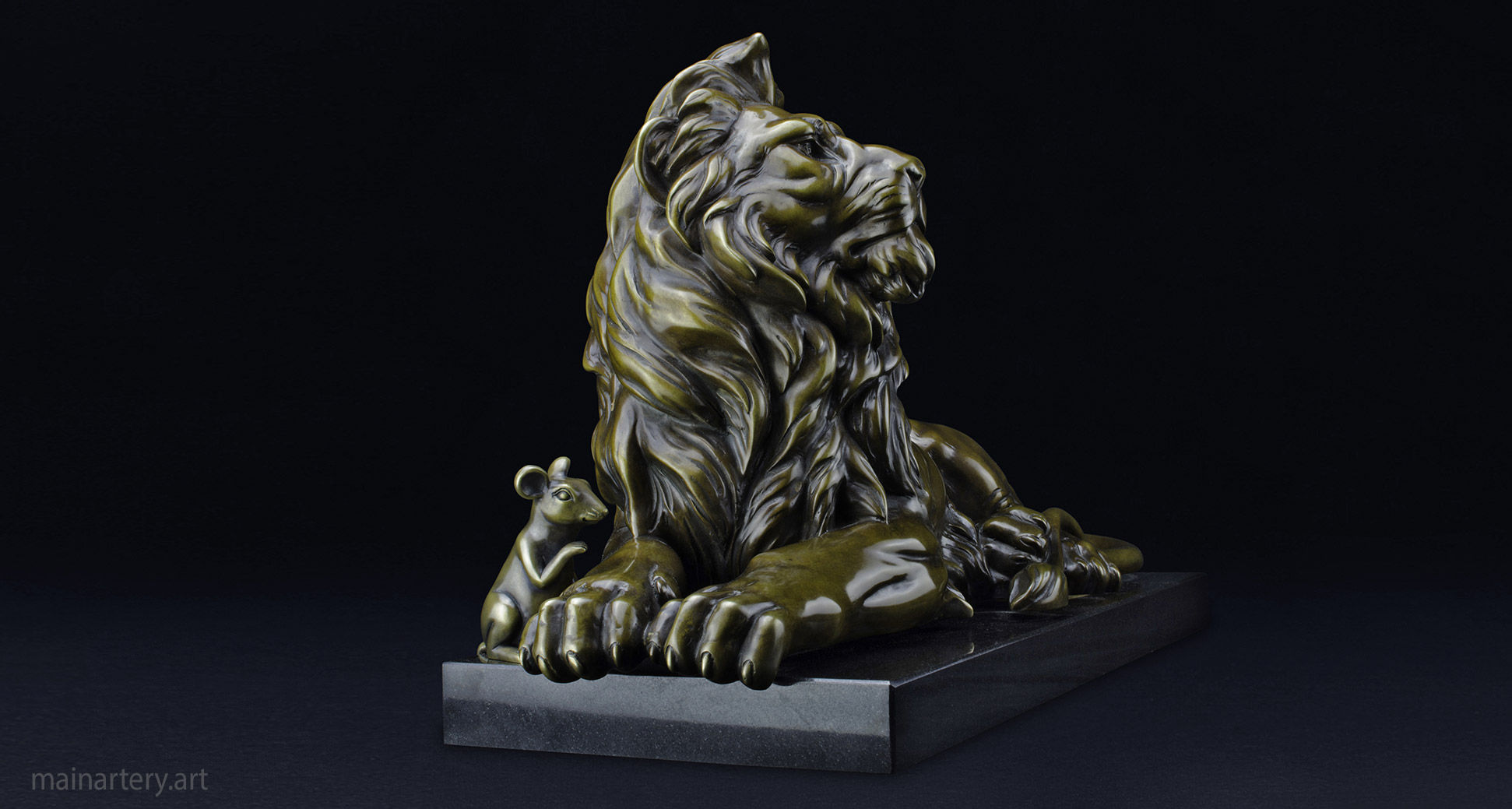 tabletop patina realistic lion interior sculpture image