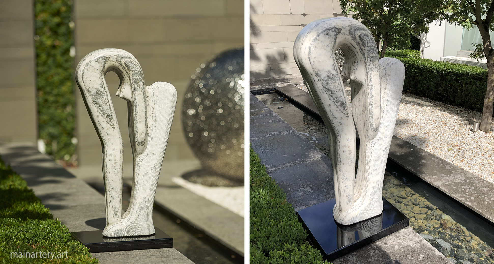 bathing nude female garden art stone sculpture image