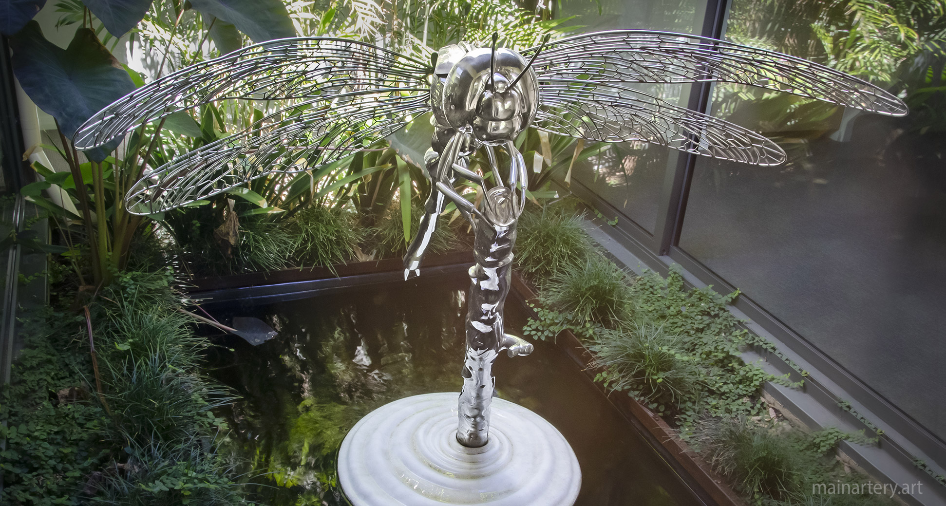 freestanding metal contemporary interior dragonfly artwork image