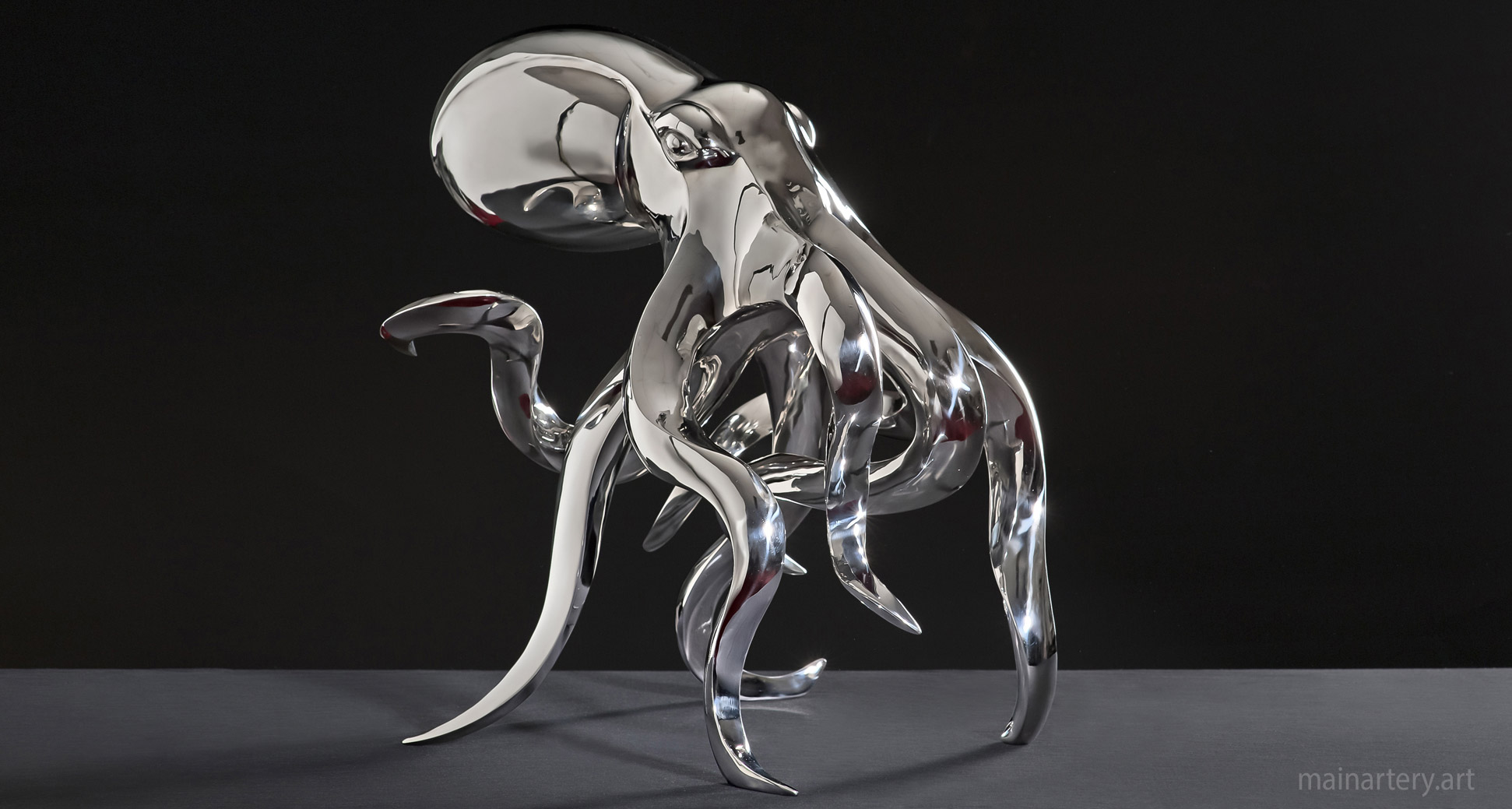 freestanding stainless steel contemporary octopus artwork image
