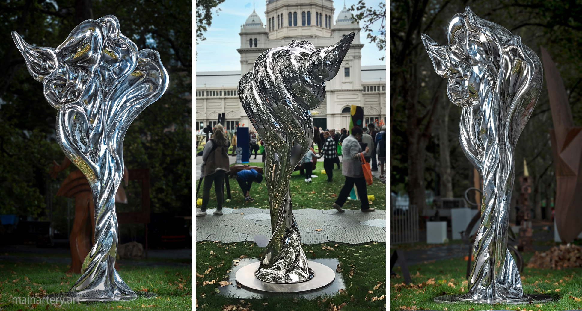 large stainless steel organic garden artwork image