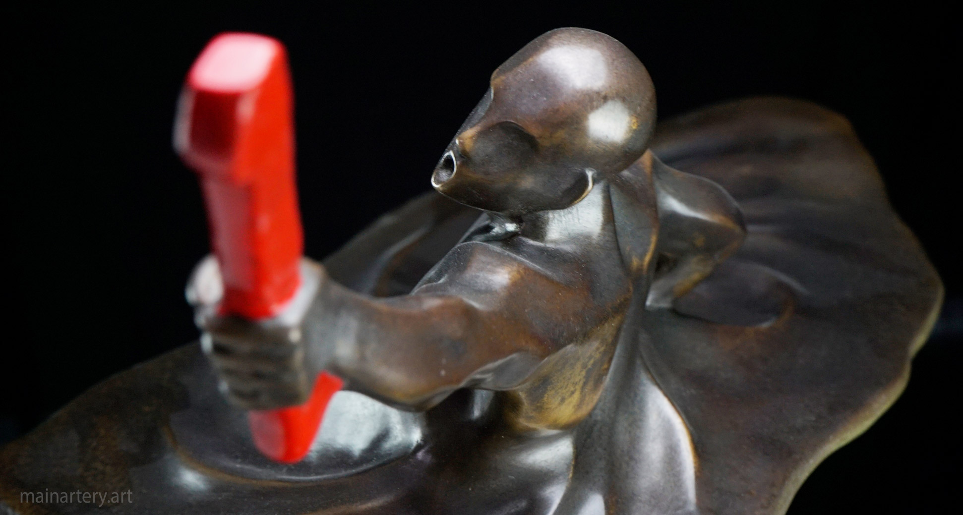 multi patina man reaching surreal sculpture image