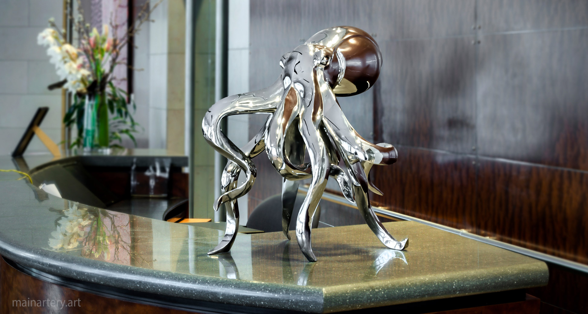interior polished octopus desk sculpture image