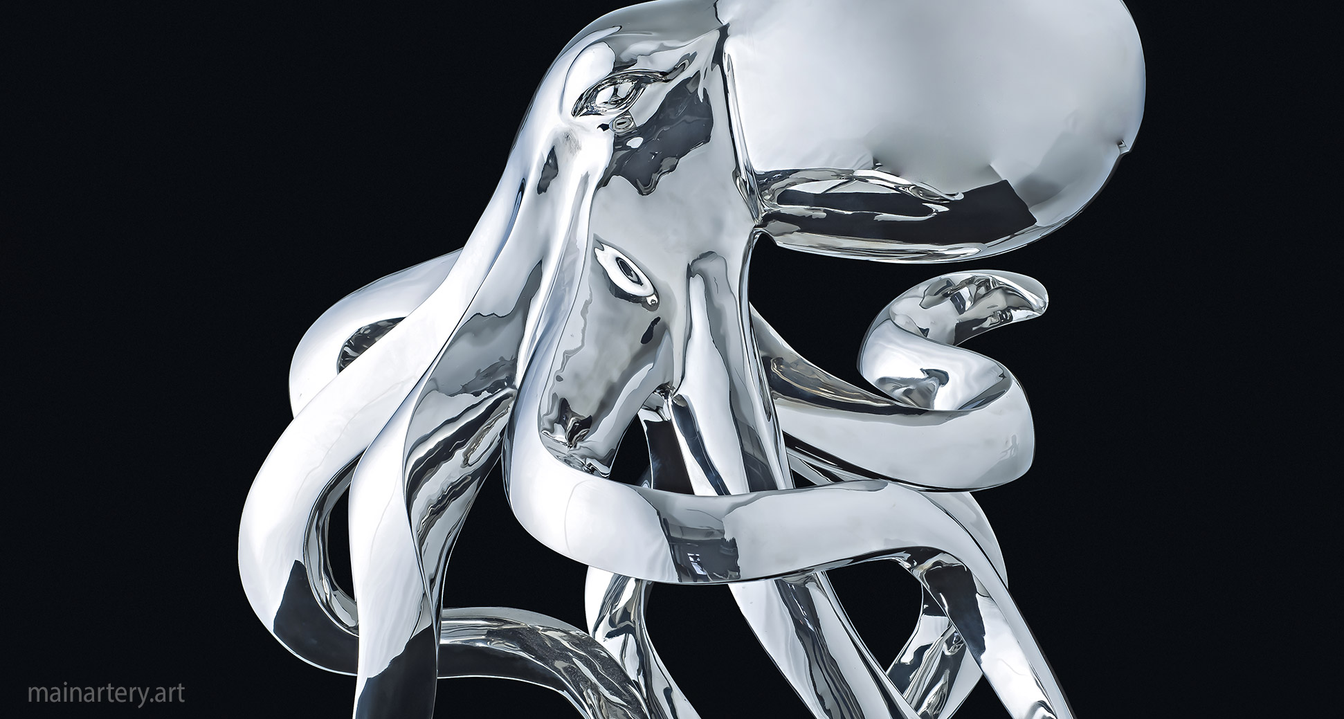 tabletop polished metal organic outdoor art image