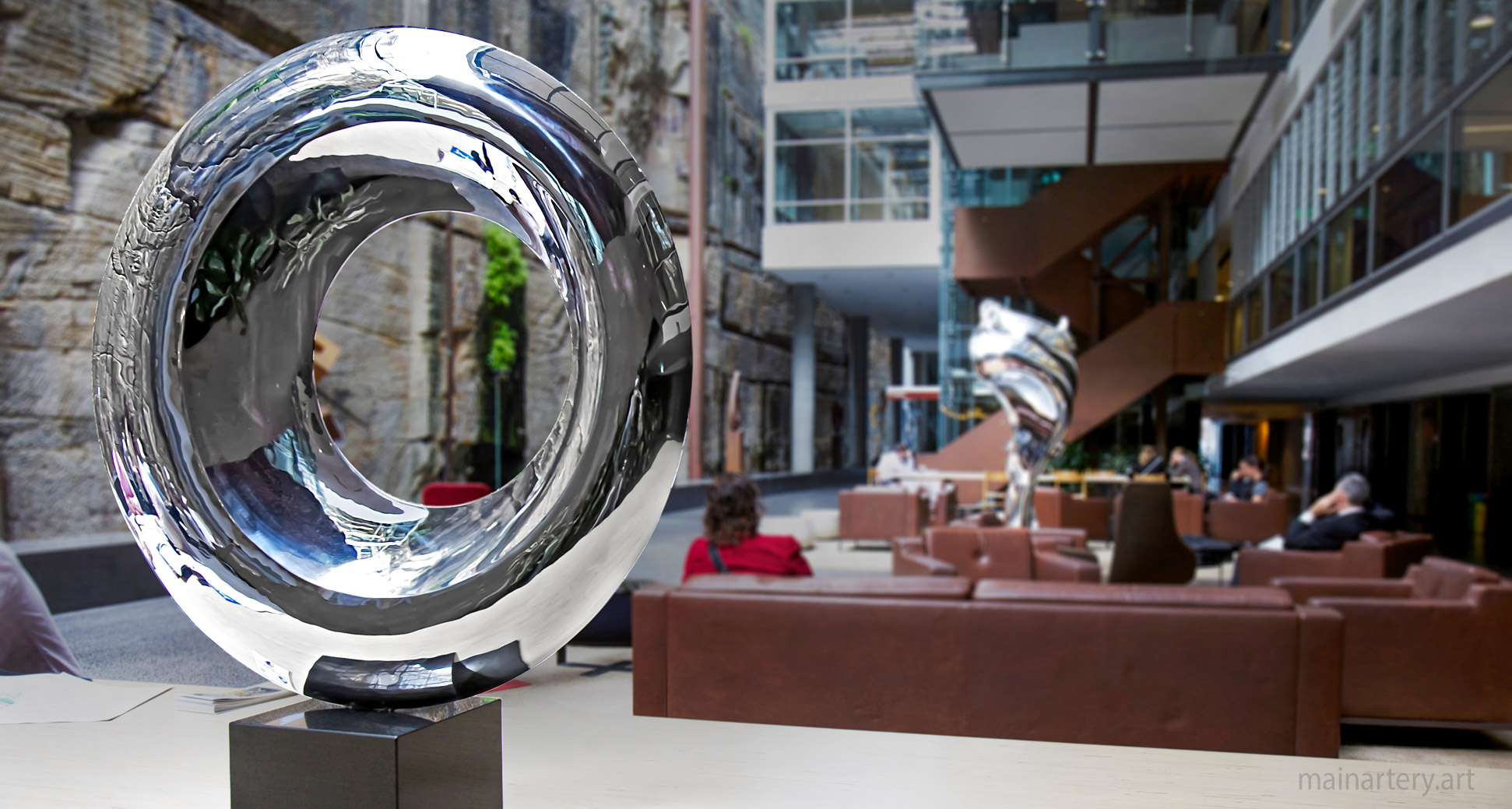 tabletop stainless steel spherical luna art image